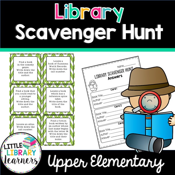 Library Scavenger Hunt Task Cards- Upper Elementary - Little Library ...